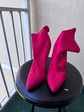 Pink Stretch Sock Booties - Women's Fashion Boot